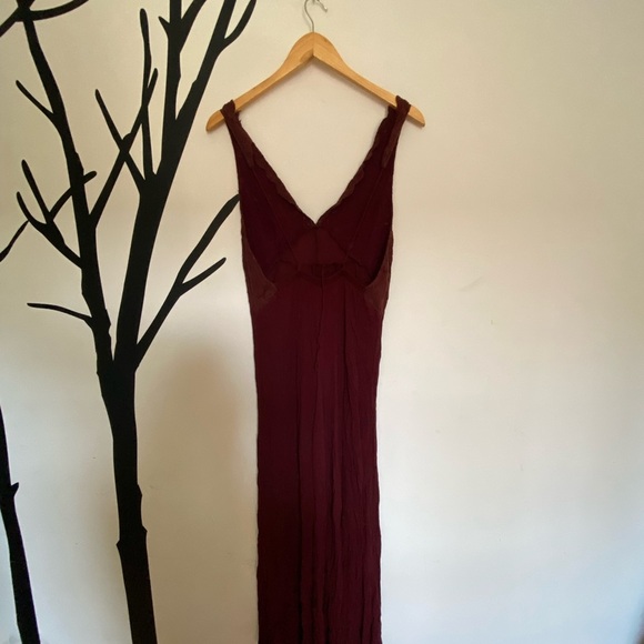 Free People boho wine coloured lace top wide leg jumpsuit - Picture 3 of 7